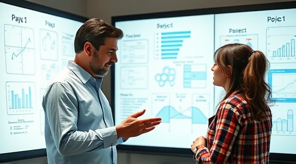 insightful consultation expert, analytical expression, devising security strategies, photorealistic, collaborative workspace with interactive whiteboards, highly detailed, dynamic brainstorming elements, technical details enhancing the clarity of digital drawings, teal, warm lighting, shot with a zoom lens.